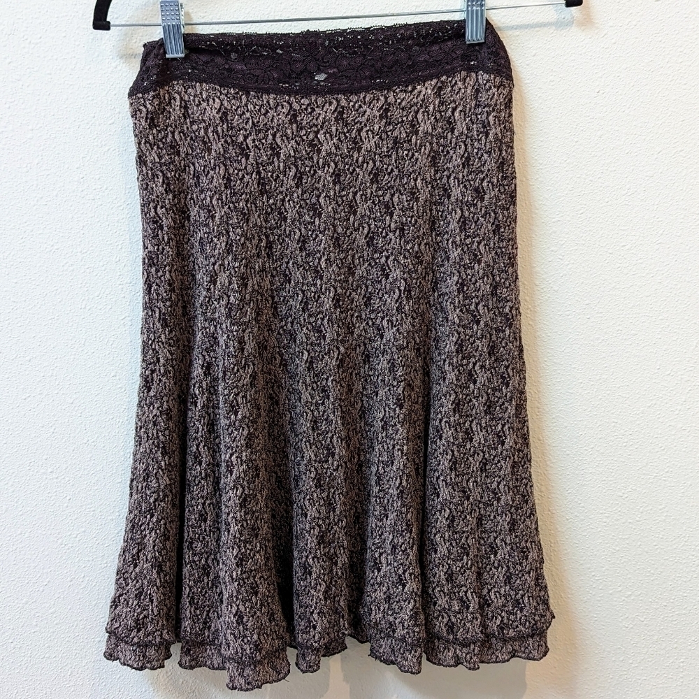 CABI Truffle Stretch Lace Overlay Flared Skirt in Style 957 (S)